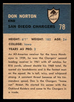 1962 Fleer #78 Don Norton Ex-Mint  ID: 400079