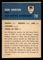 1962 Fleer #78 Don Norton Ex-Mint  ID: 400080