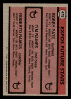 1981 Topps #479 /Tim Raines/Roberto Ramos/Bob Pate Expos Rookies Near Mint+ RC Rookie  ID: 404480