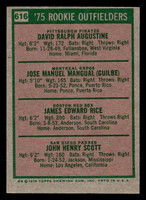 1975 Topps #616 Dave Augustine/Pepe Mangual/Jim Rice/John Scott Rookie Outfielders Ex-Mint RC Rookie  ID: 405765