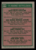 1975 Topps #616 Dave Augustine/Pepe Mangual/Jim Rice/John Scott Rookie Outfielders Excellent+ RC Rookie  ID: 405766