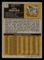 1971 Topps #1 Johnny Unitas Very Good  ID: 406082