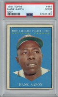 1961 Topps #484 Hank Aaron All-Star Braves PSA 2 Good