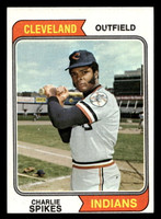 1974 Topps #58 Charlie Spikes Near Mint Miscut 