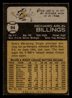 1973 Topps #94 Dick Billings Excellent+ 