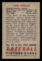 1951 Bowman #81 Carl Furillo VG-EX 