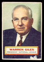 1956 Topps #2B Warren Giles White Backs G-VG 