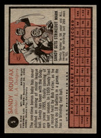1962 Topps #5 Sandy Koufax UER Ex-Mint Miscut 
