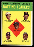 1963 Topps #1 Tommy Davis/Frank Robinson/Stan Musial/Bill White/Hank Aaron NL Batting Leaders VG-EX 