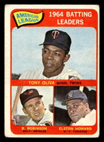 1965 Topps #1 Tony Oliva/Brooks Robinson/Elston Howard AL Batting Leaders G-VG 