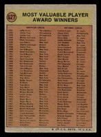 1972 Topps #622 MVP Award VG-EX 