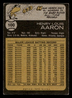 1973 Topps #100 Hank Aaron Very Good  ID: 413116