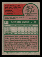 1975 Topps #61 Dave Winfield Very Good  ID: 413177