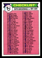 1979 Topps #602 Checklist 485-605 Very Good Marked 