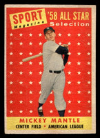 1958 Topps #487 Mickey Mantle AS TP Ex-Mint  ID: 417353