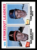 1977 Topps #6 Nolan Ryan/Tom Seaver Strikeout Leaders Excellent+  ID: 417587