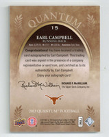 2013 UD Quantum Gold Earl Campbell Texas Auto ON CARD 10/10