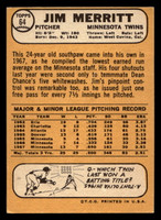 1968 Topps #64 Jim Merritt Ex-Mint  ID: 424795