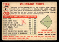 1956 Topps #11B Chicago Cubs White Backs Poor 