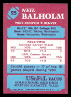 1984 Topps USFL #25 Neil Balholm NM-Mint  ID: 430963