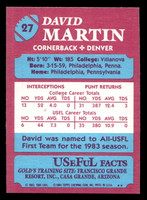 1984 Topps USFL #27 David Martin NM-Mint RC Rookie  ID: 430965