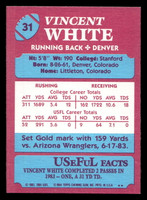 1984 Topps USFL #31 Vincent White NM-Mint  ID: 430969