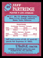 1984 Topps USFL #49 Jeff Partridge NM-Mint  ID: 430986