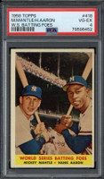 1958 Topps #418 Mickey Mantle Willie Mays PSA 4 VG-EX WS Batting Foes