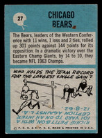 1964 Philadelphia #27 Bears Team Very Good  ID: 436675