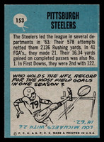1964 Philadelphia #153 Steelers Team Very Good  ID: 436873