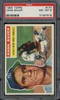 1956 Topps #177 Hank Bauer PSA 8 NM-Mint Yankees Gray Back