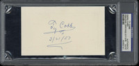 Ty Cobb Index Card Signed Auto PSA/DNA Slabbed Tigers 1957-03-21
