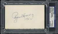 Rogers Hornsby Index Card Signed Auto PSA/DNA Slabbed Browns 1962