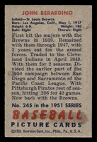 1951 Bowman #245 Johnny Berardino Excellent+ RC Rookie  ID: 437816