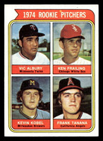 1974 Topps #605 Vic Albury/Ken Frailing/Kevin Kobel/Frank Tanana Rookie Pitchers Ex-Mint RC Rookie 