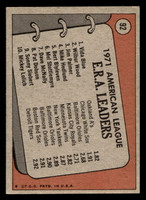 1972 Topps #92 Vida Blue/Wilbur Wood/Jim Palmer AL ERA Leaders Excellent+  ID: 441445