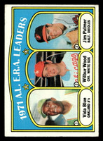1972 Topps #92 Vida Blue/Wilbur Wood/Jim Palmer AL ERA Leaders Excellent+  ID: 441446
