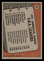 1972 Topps #92 Vida Blue/Wilbur Wood/Jim Palmer AL ERA Leaders Excellent+  ID: 441446