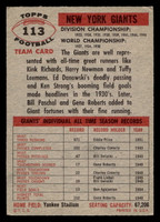 1956 Topps #113 Giants Team Very Good  ID: 443563