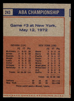 1972-73 Topps #243 ABA Playoffs Game 3 Excellent Miscut 