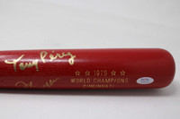 J Morgan T Perez G Foster Bat Signed Auto PSA/DNA Sticker ONLY Reds 75 World Champs