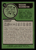 1977-78 Topps #78 Richard Washington Near Mint RC Rookie  ID: 451161