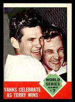1963 Topps #148 World Series Game 7 Yanks Celebrate as Terry Wins Excellent  ID: 453987
