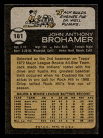 1973 Topps #181 Jack Brohamer Near Mint RC Rookie  ID: 459664