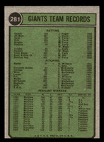 1974 Topps #281 Giants Team Ex-Mint  ID: 463986