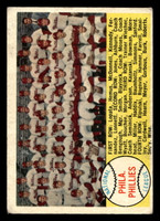 1958 Topps #134 Phillies Team Checklist 89-176 VG-EX  ID: 465989