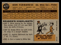 1960 Topps #477 Don Ferrarese Ex-Mint  ID: 468046