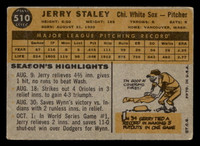 1960 Topps #510 Jerry Staley Very Good  ID: 468108