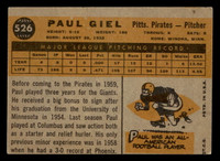 1960 Topps #526 Paul Giel Very Good  ID: 468159