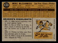 1960 Topps #530 Mike McCormick VG-EX  ID: 468169